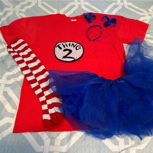 Thing 2 Costume Tee with Blue Tutu and Striped Socks